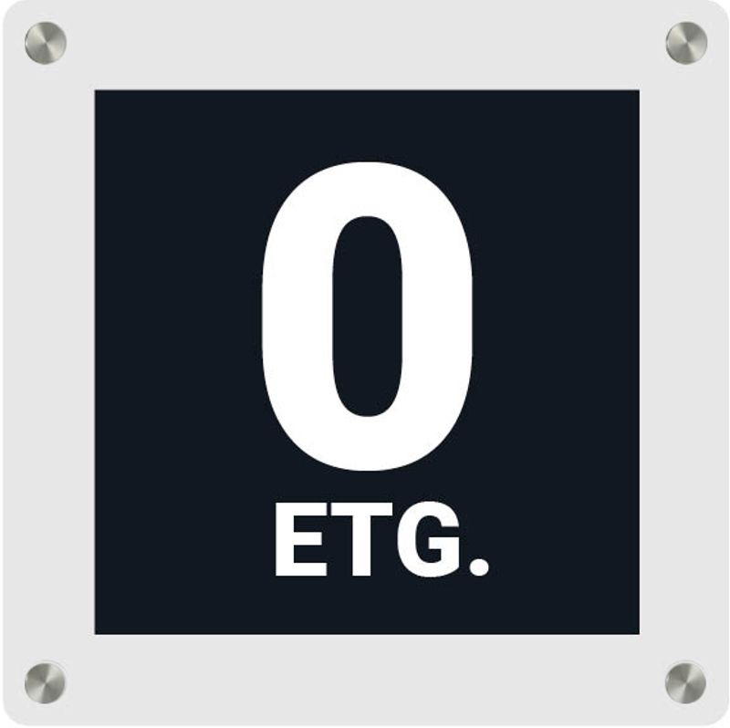 Taktile etasjeskilt i akrylglass m/avstandsstykker, velg etasje