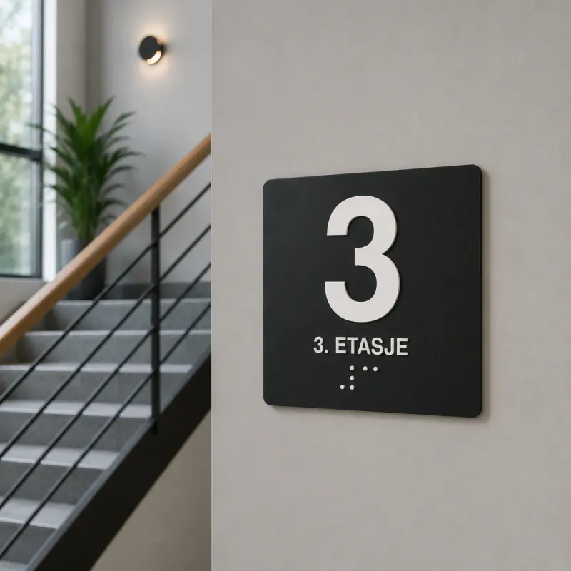 Taktile etasjeskilt med tosidig lim